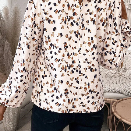 Printed Mock Neck Long Sleeve Blouse