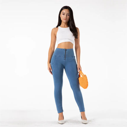 Melody Fit Jeans Full Length Push Up Skinny Slim High Waist Four Ways Stretchable Denim Jeans for Woman Summer
