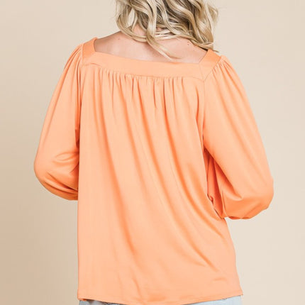 Culture Code Square Neck Puff Sleeve Top