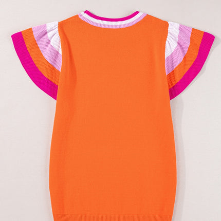 Color Block Round Neck Knit Top