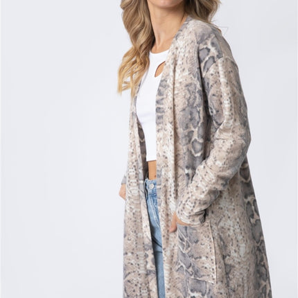 Cherish Apparel Animal Print Flannel Open Front Longline Cardigan