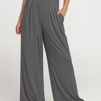 Elastic Waist Wide Leg Pants