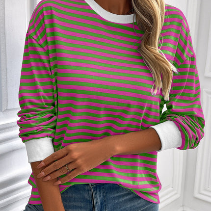 Ivy Lane Striped Round Neck Long Sleeve Sweatshirt