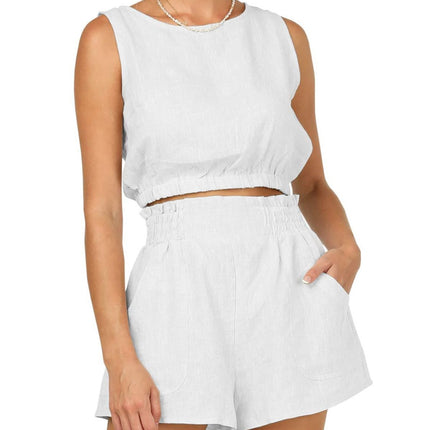 Round Neck Sleeveless Top and Shorts Set