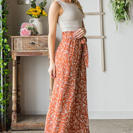 Heimish Full Size Printed Tied Straight Casual Pants