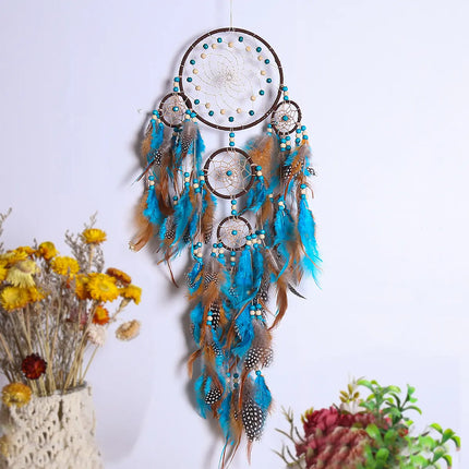 2023 New Dream catchers Retro 5 Ring Dream Catchers Home Decoration Indians Natural Stone Tree of Life Dreamcatcher Wall Hanging