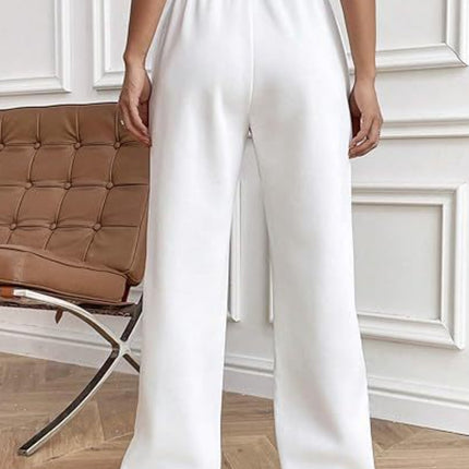 Drawstring Wide Leg Pants with Pockets