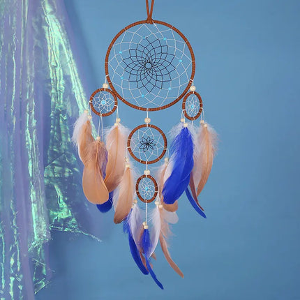 2023 New Dream catchers Retro 5 Ring Dream Catchers Home Decoration Indians Natural Stone Tree of Life Dreamcatcher Wall Hanging