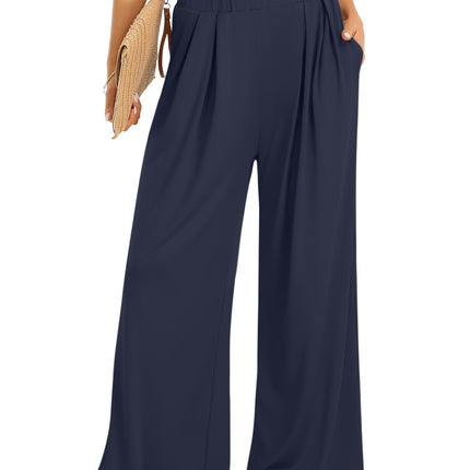 Elastic Waist Wide Leg Pants