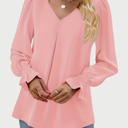 V-Neck Flounce Sleeve Top