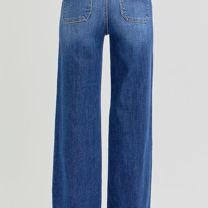 RISEN Full Size High Rise Wide Leg Jeans with Slanted Pockets