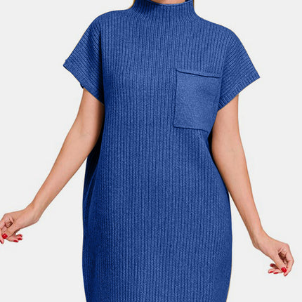 Zenana Short Sleeve Sweater Mini Dress