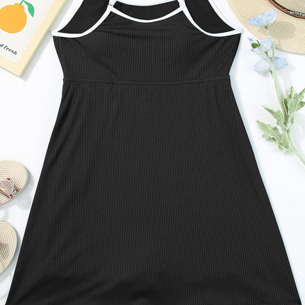 Contrast Trim Scoop Neck One-Piece Swimwear