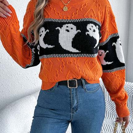 Ghost Round Neck Long Sleeve Sweater