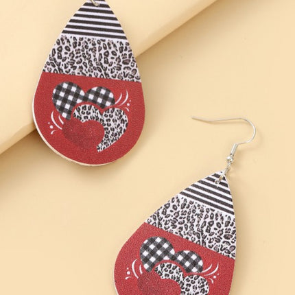 Printed PU Leather Dangle Earrings
