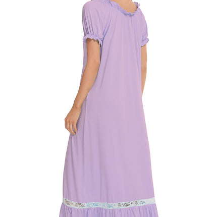 Lace Detail Short Sleeve Lounge Dress