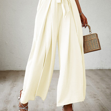 Tied Slit Wide Leg Pants