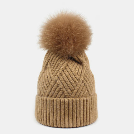 Thermal Knit Hat with Pompom