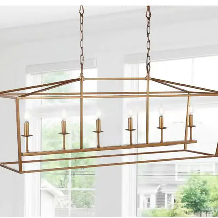 Nordic Designer Dining Room Lamp Rectangular Creative Simple Plain Industrial Style Black Living Room Bedroom Candle Chandelier
