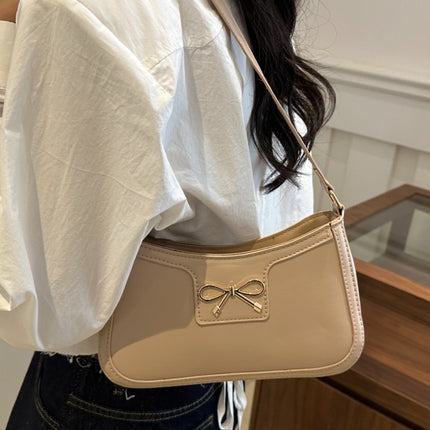 Bow Trim PU Leather Shoulder Bag