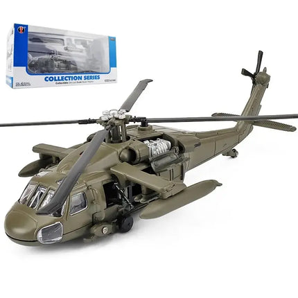 NEW America Black UH-60 Hawk Utility Helicopter Alloy Airplane Model Simulation Metal Flying Model Toy Sound and Light Kids Gift