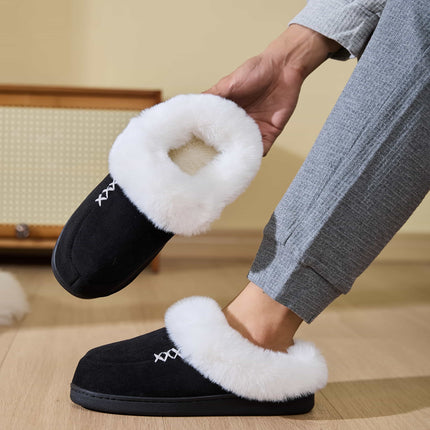 Fluff Trim Round Toe Flat Slippers