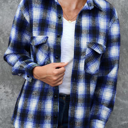 Full Size Plaid Collared Neck Long Sleeve Shirt