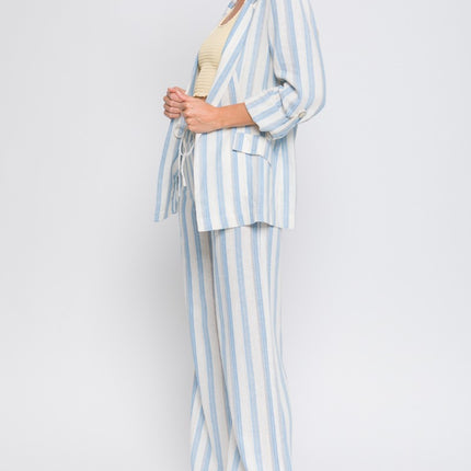 Love Tree Linen Woven Striped Blazer