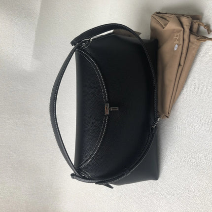 Swedish niche Toteme ladies lychee grain cowhide T-lock buckle simple commuting large-capacity shoulder Messenger bag clutch