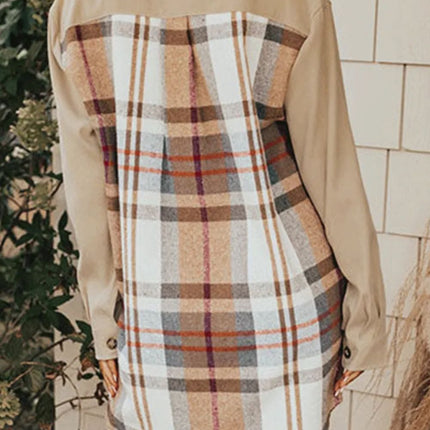 Pocketed Plaid Long Sleeve Mini Dress