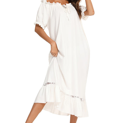 Lace Detail Short Sleeve Lounge Dress