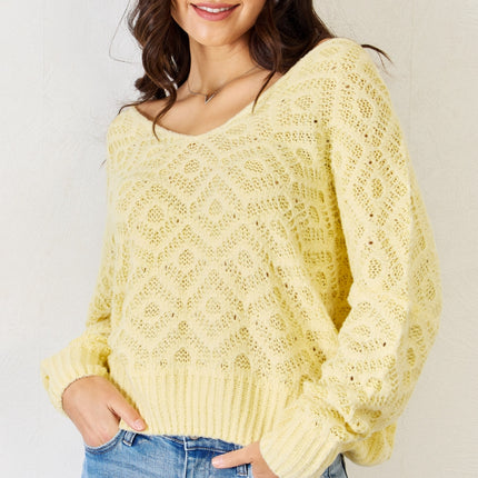 HYFVE V-Neck Patterned Long Sleeve Sweater