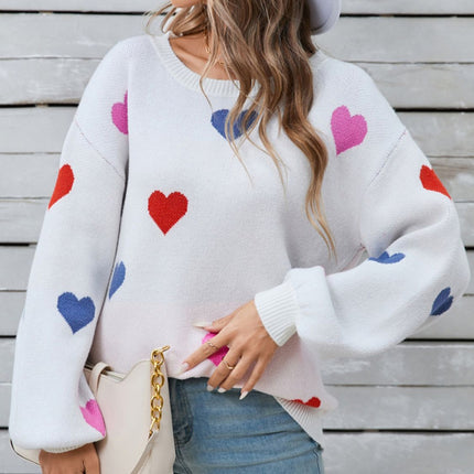 Angel Wings Heart Round Neck Long Sleeve Sweater