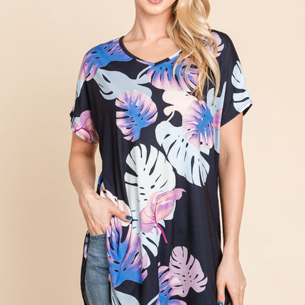 BOMBOM Printed Round Neck Short Sleeve T-Shirt