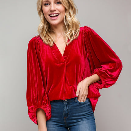 V-Neck Three-Quarter Sleeve Blouse