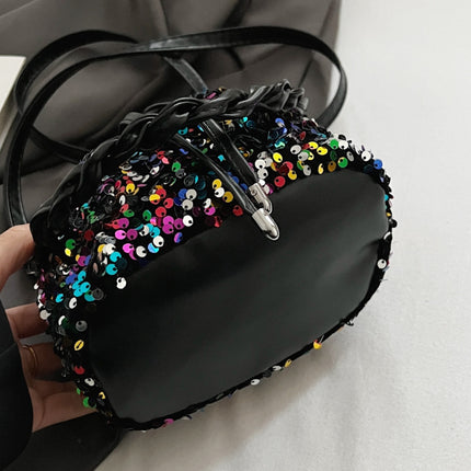 Sequin Drawstring Bucket Bag