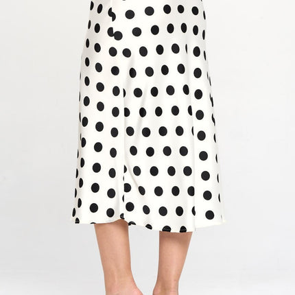 RENEE C Polka Dot Satin Midi Skirt