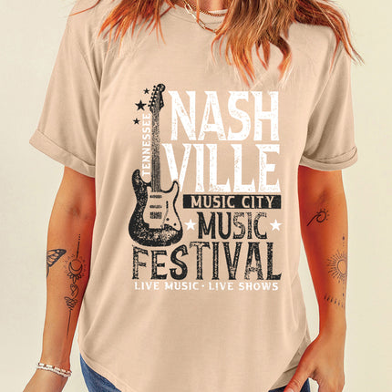 Letter Graphic Round Neck Short Sleeve T-Shirt - Vickie Lynn's