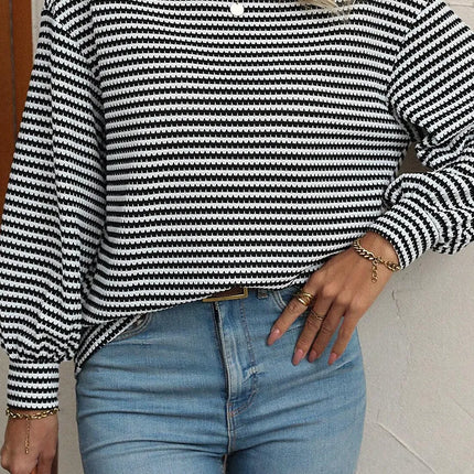 Striped Round Neck Long Sleeve Top