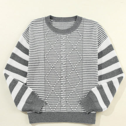 Striped Round Neck Long Sleeve Sweater