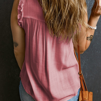 Frill Notched Sleeveless Tank