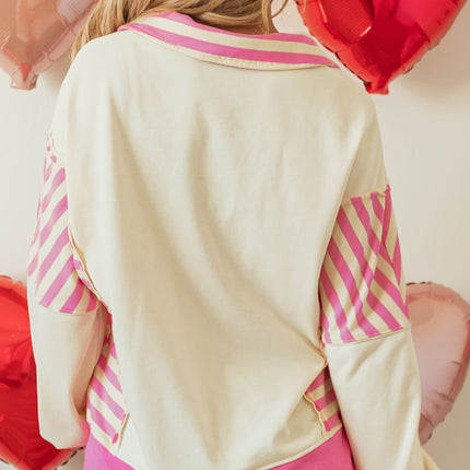 Valentine’s Day Sequin Heart Pattern Long Sleeve Sweatshirt