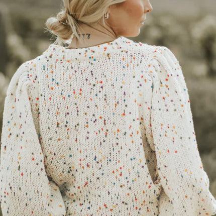 Confetti Round Neck Long Sleeve Sweater