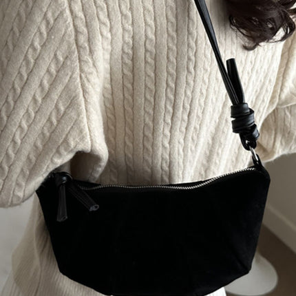 Suede Croissant Shape Shoulder Bag