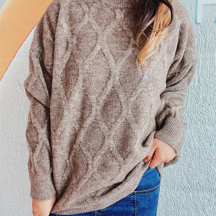 Diamond Round Neck Long Sleeve Sweater