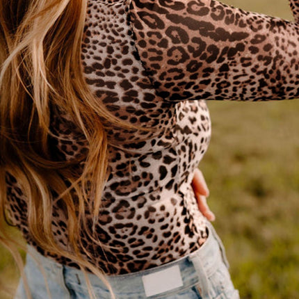 Turtleneck Leopard Long Sleeve Bodysuit