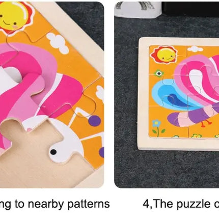 11X11CM Kids Wooden Puzzle Cartoon Animal Traffic Tangram Wood Puzzle Toys Educational Jigsaw Toys for Children GiftS