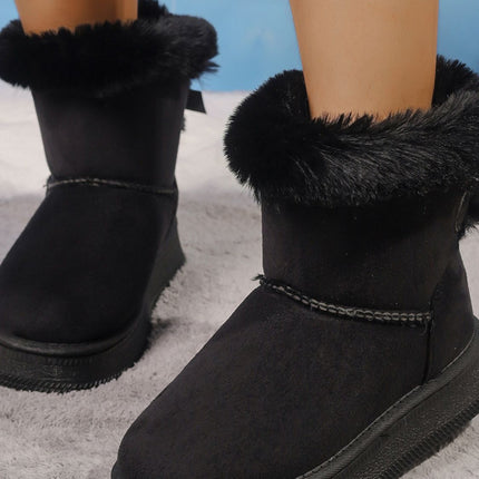 Faux Fur Suede Round Toe Boots