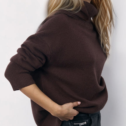 Basic Bae Turtleneck Long Sleeve Dropped Shoulder Sweater