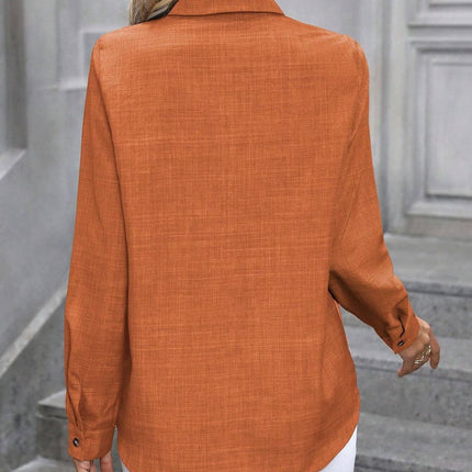 Button Up Collared Neck Long Sleeve Shirt